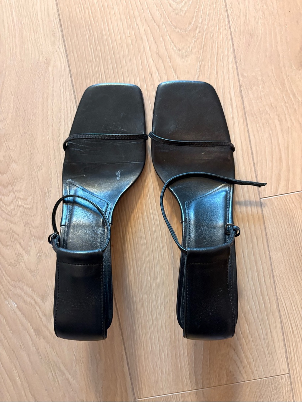 Black Strappy Square-Toe Women's Sandals